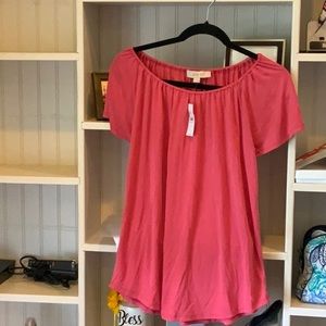 Summer flouncy sleeve, scoop neck top.